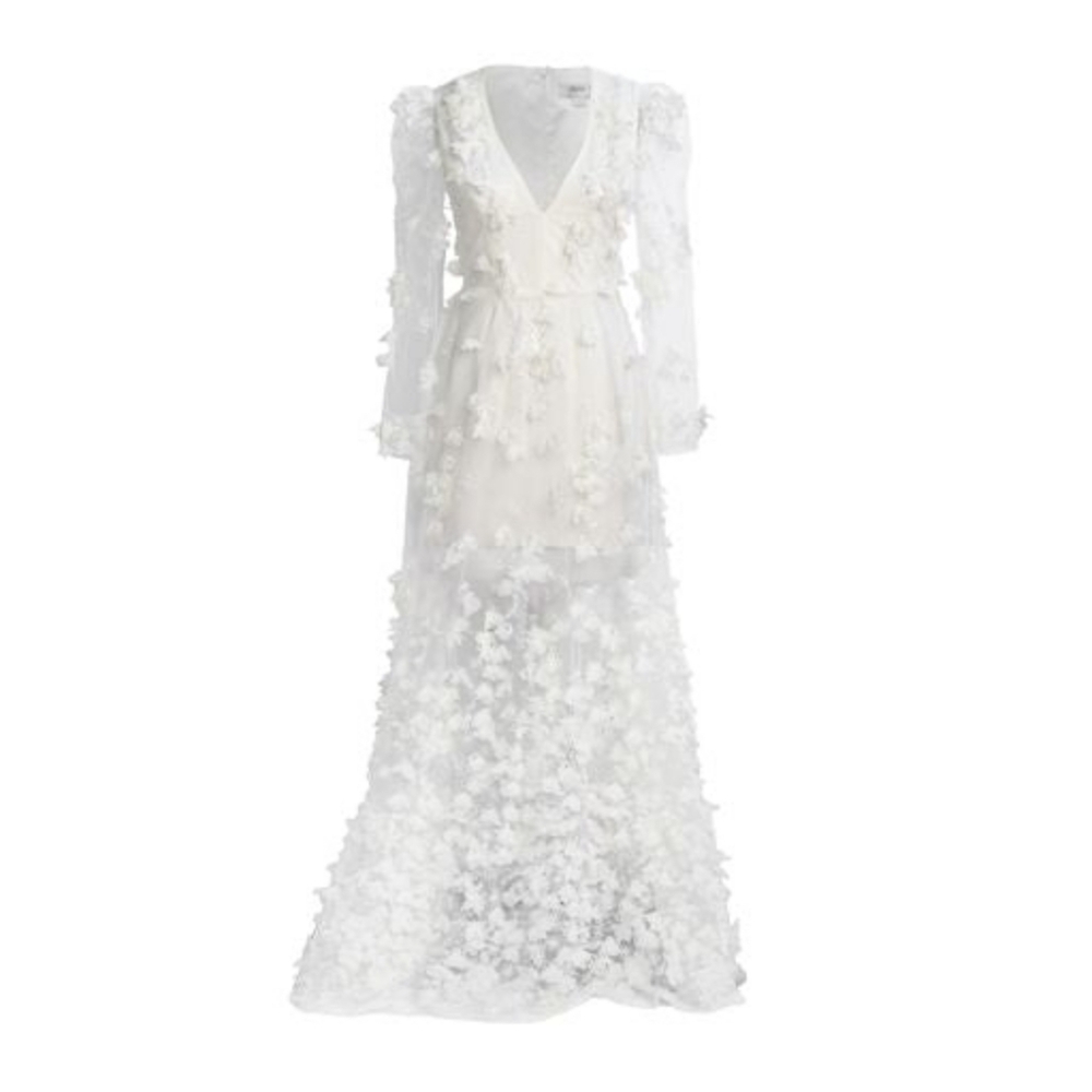 HELSI Blair Ivory 3D Floral Long Sleeve Maxi Dress Bridal Wedding Sz XS NWT